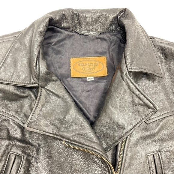 SELECTION black leather jacket size M vintage made in Canada - Picture 4 of 13